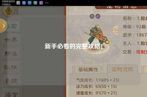 新手必看的完整攻略!