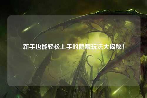 新手也能轻松上手的隐藏玩法大揭秘!
