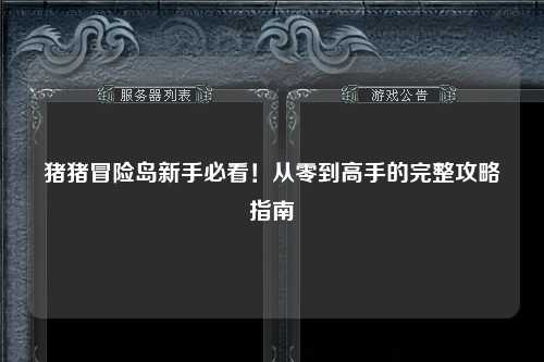 猪猪冒险岛新手必看!从零到高手的完整攻略指南